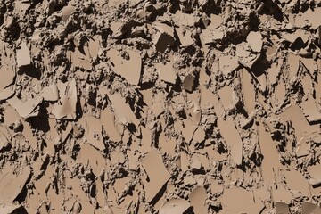 Cracked beige clay surface with rough fragments and deep texture. natural pattern