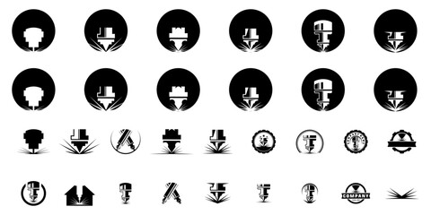 Laser Cutting logo design, laser cutting vector, vintage laser cutting
