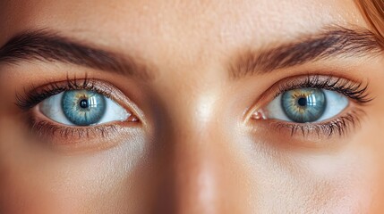 Obraz premium Intense focused gaze of a professional participant during a virtual business meeting conveying confidence authority and keen powers of observation and decision making