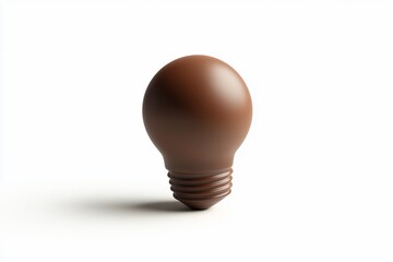 Chocolate lightbulb shaped candy on white background.