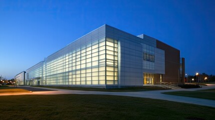 Obraz premium A government office with a minimalist aluminum facade, enhancing energy efficiency