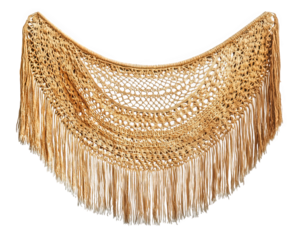 Boho inspired crochet beach cover up with fringe detail, perfect for summer outings. This stylish accessory adds touch of elegance to any beachwear ensemble