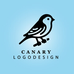 Elegant Black Canary Bird Logo Design with Flying Motion and Blue Gradient Background for Modern Business and Brand Identity Vector Art
