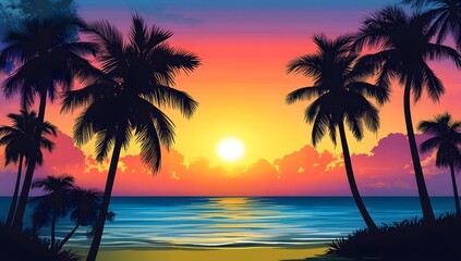 Tropical Sunset Beach Scene (1)