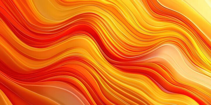 This vibrant abstract image features elegant, flowing waves of orange, red, and yellow, creating a warm and inviting atmosphere that captivates the viewer's attention.