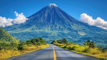 Fototapeta premium Scenic volcano road trip, mountain views, tropical landscape