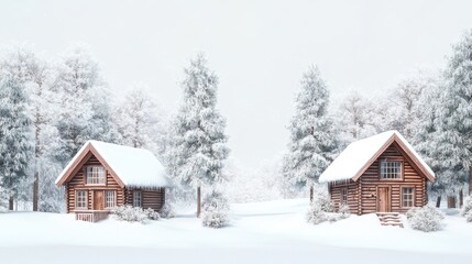 Charming Winter Cabins in a Snowy Landscape