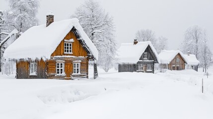 Cozy Traditional Cottages in Winter Wonderland
