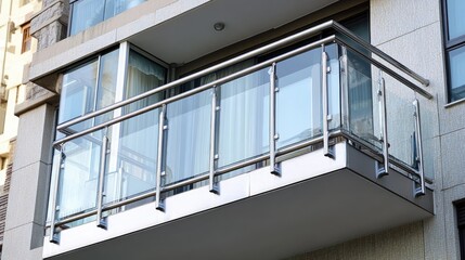 Fototapeta premium A luxury hotel balcony with aluminum handrails, offering safety without compromising aesthetics