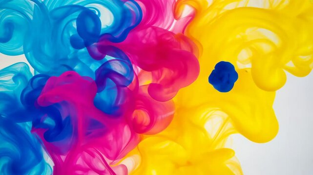Colorful paint swirls merging in water create vibrant abstract patterns