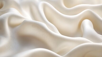 Obraz premium Close-up of creamy white silk fabric with soft, flowing folds and elegant drapes.