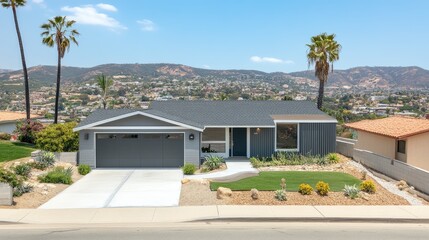 Fototapeta premium A rust-resistant aluminum gate with a durable powder-coated finish in a sleek grey tone