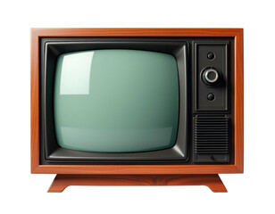 Old classic retro style television with cut out screen, vintage old tv on isolated on white