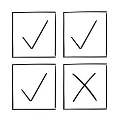 Three check marks and a cross