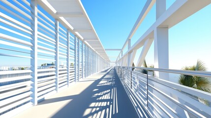 A stylish aluminum railing system installed on a pedestrian bridge, blending safety and modern design