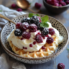 Blueberry tart with whipped cream