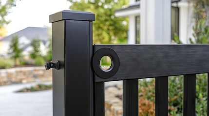 Close-up of an aluminum gate's smooth finish, highlighting its low-maintenance material