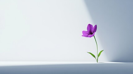 Celebrating strength and resilience on International Women's Day with a single purple flower symbolizing hope and empowerment