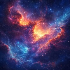 Obraz premium Fiery Interstellar Cloud in the Universe