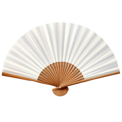 Japanese fan, white paper with wooden handle, clipart on a transparent background 