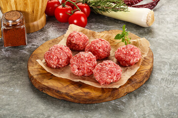 Raw beef meatball minced meat