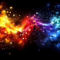 Obraz premium This image features a vibrant and colorful abstract wave with glowing accents against a dark background, capturing dynamic energy and a sense of motion and light.