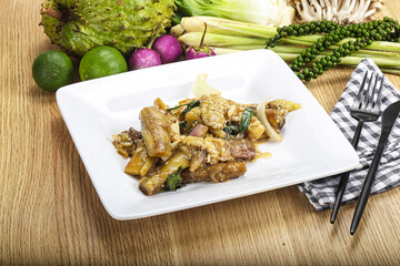Roasted Thai eggplant with onion