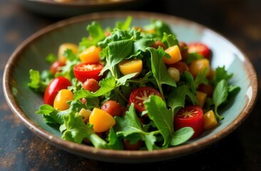  green fresh salad with cheese and tomatoes