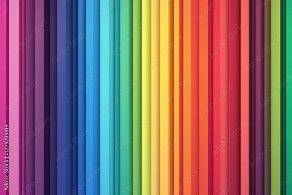 Poster a vibrant and eye-catching background featuring vertical rainbow stripes with soft lighting, creatin