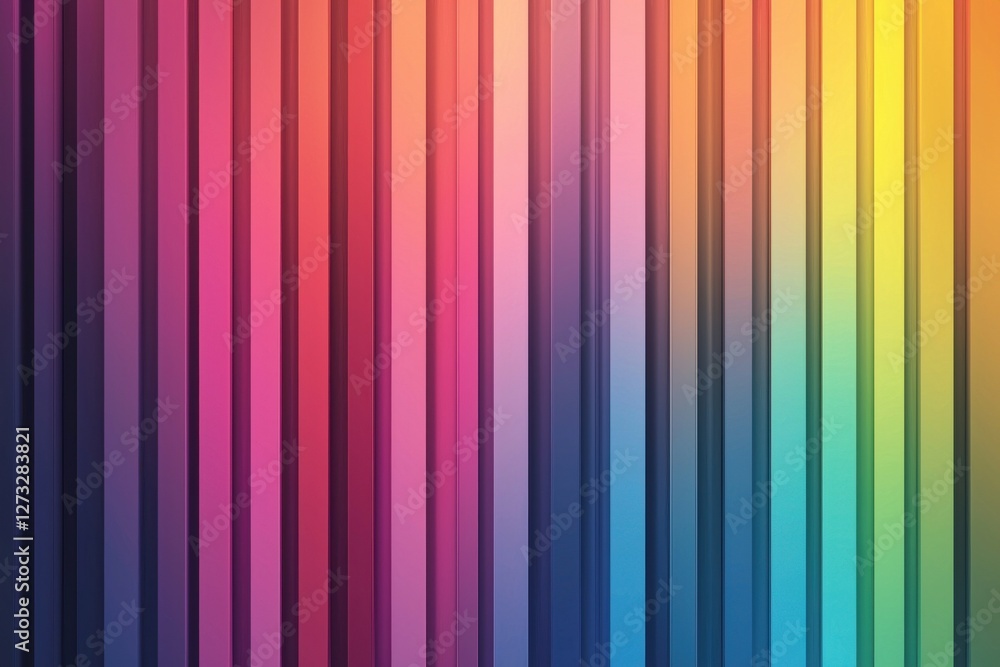 Poster a vibrant gradient background featuring a spectrum of rainbow colors with vertical bars, creating a 