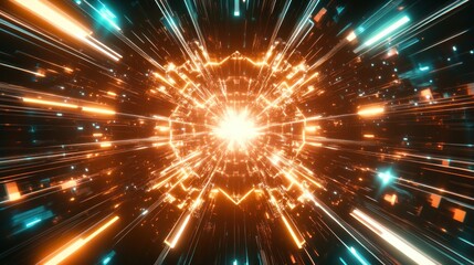 Abstract Digital Light Tunnel Radiating Energy