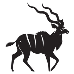 Majestic Kudu Antelope Silhouette Illustration Symbol of African Wildlife Safari