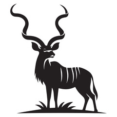 Majestic Kudu Silhouette Illustration Vector Art Design Template