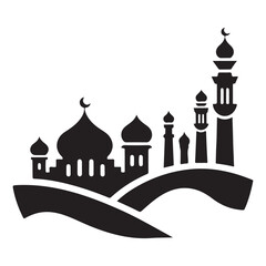 Mosque Silhouette Vector Illustration Islam Religious Architecture Graphic