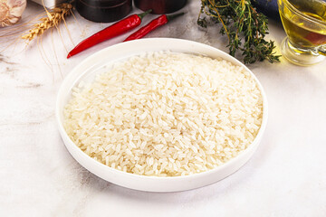 Dry Arborio rice for risotto