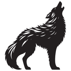 Howling Wolf Silhouette Vector Illustration Wildlife Animal Graphic Design