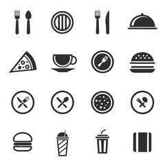 Icon Set of Restaurant Elements and Services