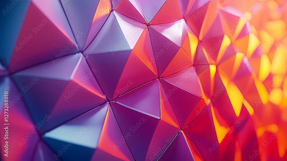 Aufkleber Abstract futuristic triangular pattern with vibrant gradient lighting design for background