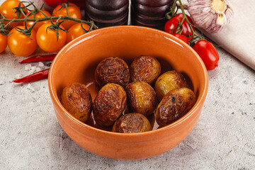 Baked baby potato in the bowl