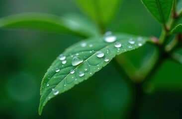 water drops on green leaf