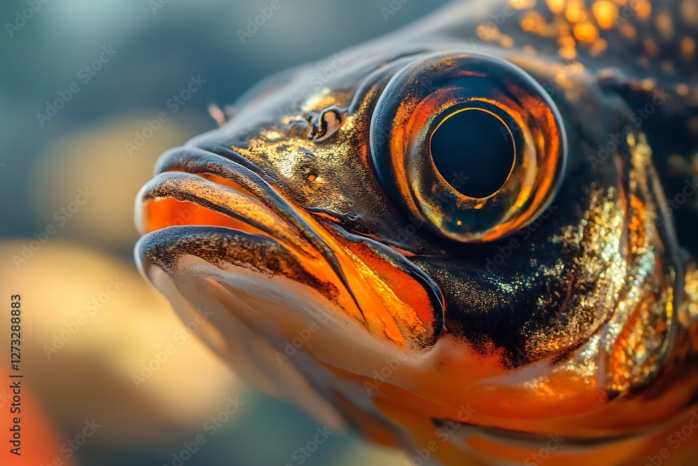 Aufkleber Captivating Close-Up of a Gorgeous Goldfish Displaying Unique Features and Color Patterns : Generative AI