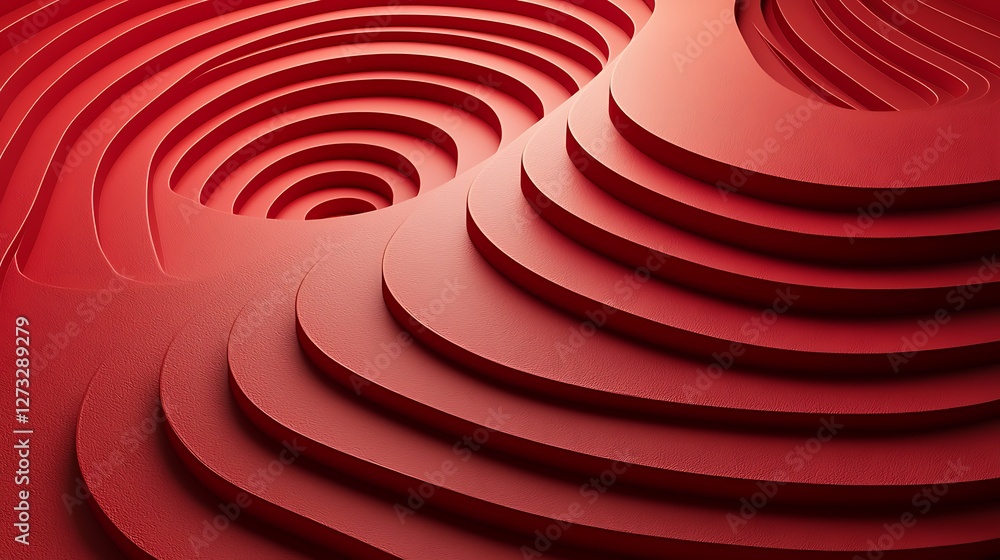Aufkleber abstract red concentric waves converging, creating depth, as a backdrop or presentation