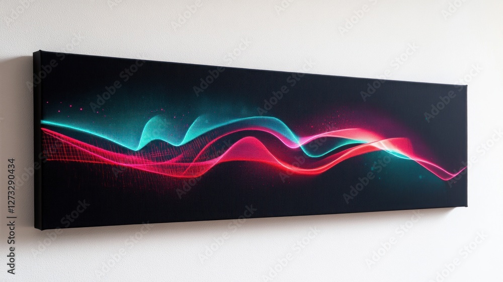 Poster abstract canvas art featuring flowing neon waves