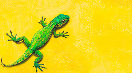 Fototapeta premium lagarto sobre fondo amarillo