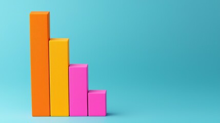 Successful project management efficiency concept. Colorful blocks arranged in a bar chart on a blue background.