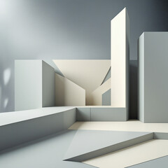 Fototapeta premium geometric background with polygonal shapes in a palette of neutral colors such as creamy white and pastel