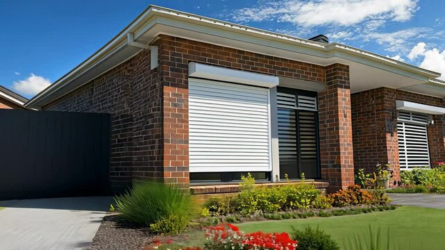 Beautiful suburban home exterior with modern design and lush landscaping on a sunny day in a peaceful neighborhood