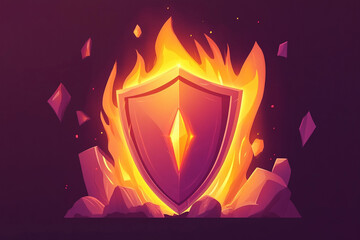 Protecting computer systems with advanced firewalls surrounded by flames and energy
