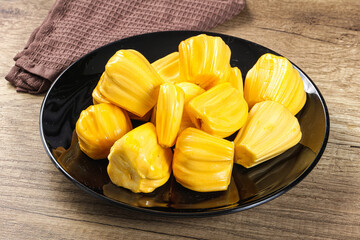 Raw ripe yellow jackfruit segment