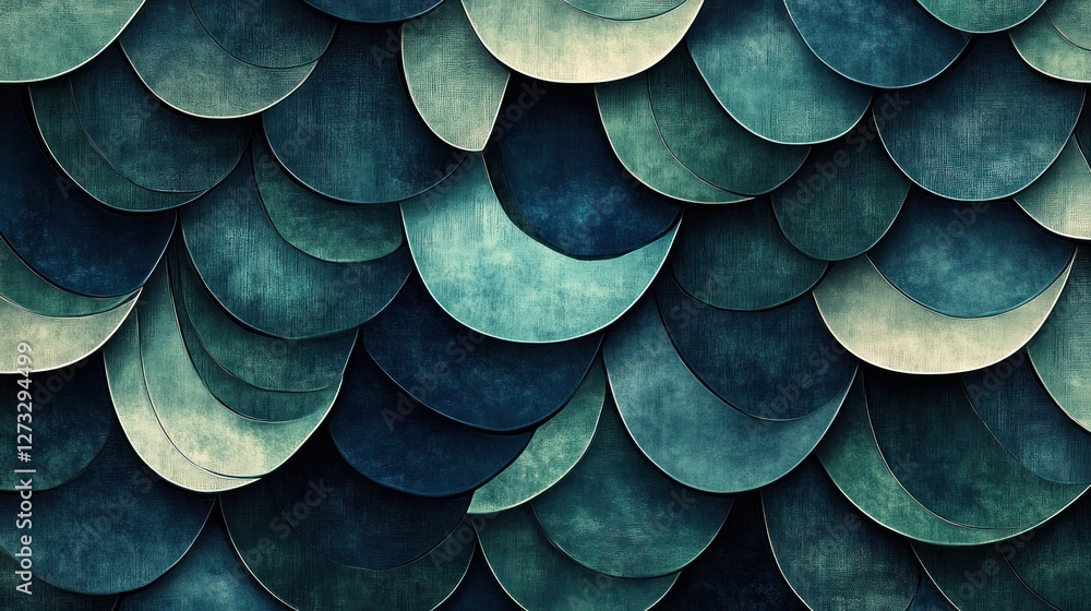 Aufkleber Teal Scale Pattern Abstract Background Design